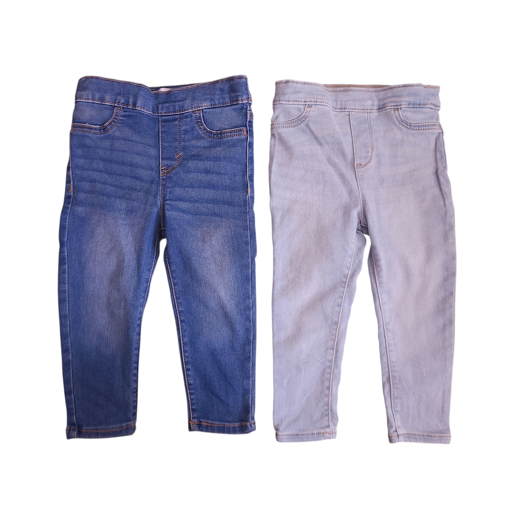 Levi's Girls Jeggings Lot Medium And Light Blue Wash Adjustable Waist